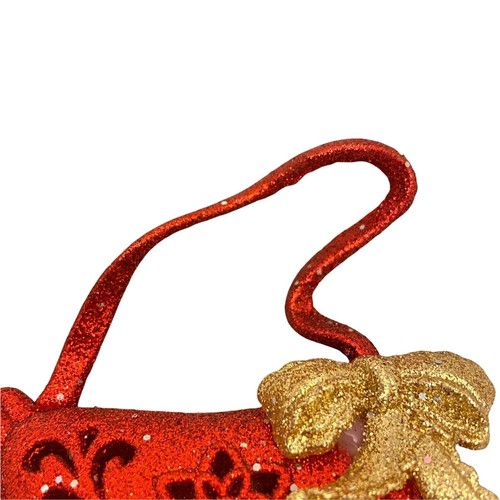 #4061 Red Purse Christmas ornament gold bow 4.5 X 3.5 IN - Picture 3 of 6