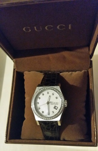 GUCCI 115.4 PANTHEON chiarezza VVS G COLOR .71 carati DIAMOND WATCH | eBay