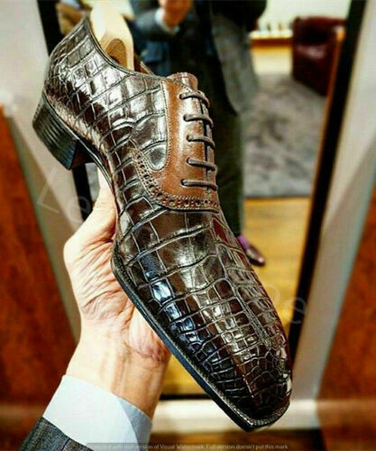 New Handmade Mens Crocodile Embossed 