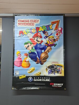 MARIO PARTY 7 MARIO KART VINYL REVERSIBLE BANNER STORE DISPLAY NINTENDO NTSC/US