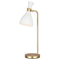 Tischlampe Schreibtischlampe Nachttischlampe Beistelllampe H 63,5Cm Messing Weiß