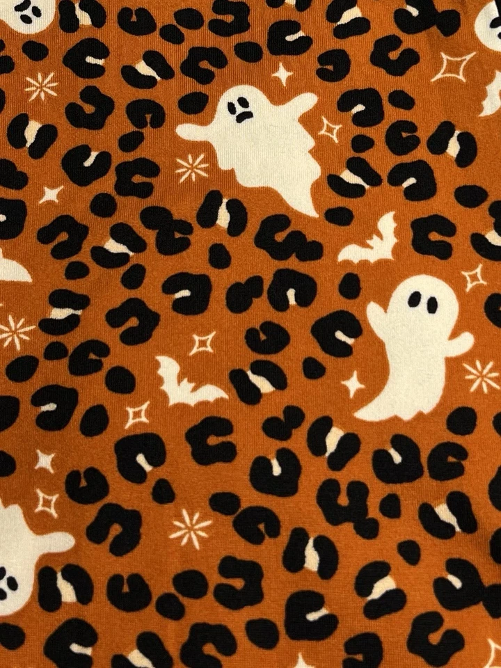 Leggings LuLaRoe TC2 Alto Curvilíneo 2 Difícil de Encontrar Halloween NARANJA LEOPARDO SALVAJE FANTASMA Animal Foto 2 de 4