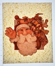 Original VINTAGE 1970s Heat Transfer | Santa Claus with Toys Christmas Design