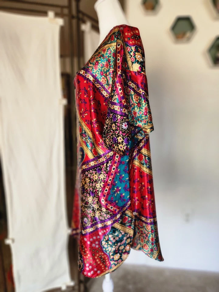 Camisón boho estilo caftán abstracto tono joya Adonna Chemise de colección EE. UU. ~ Artístico Med Foto 4 de 4