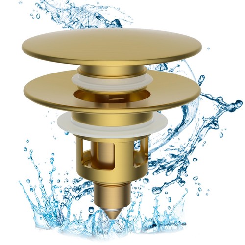 All Metal 2 in 1 Bathroom Sink Stopper, Universal Pop Up Drain Strainer, Bras...