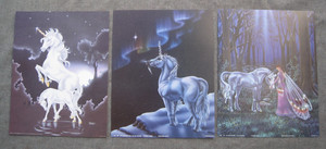 VINTAGE 1980s-1990s SUSAN J. DAWE & FERRARO 8 X 10" UNICORN FANTASY PICTURES (3)