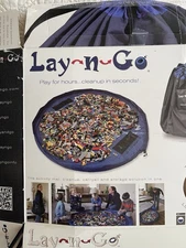 Lay-n-Go Portable Drawstring Toy Storage Organizer 60” Blue EUC