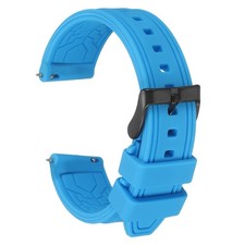 Silicone Watch Bands 24mm Soft Watch Bands with Frosted Buckle, Light Blue