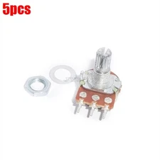 5Pcs 5K Ohm B5K Knurled Shaft Linear Rotary Taper Potentiometer New Ic nm