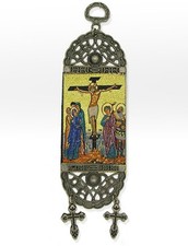 St Saint Michael Archangel Icon Banner with Crosses Tapestry 7 inch