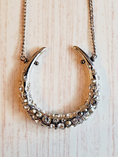 Alexis Bittar Silver Tone Moon Crystal Necklace 16"