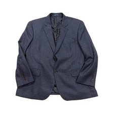 Stafford Signature 46 Short 100 Merino Wool Sport Coat Gray Windowpane Blazer