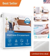 Luxurious Twin-Sized Waterproof Mattress Protector with Zipper Closure in White