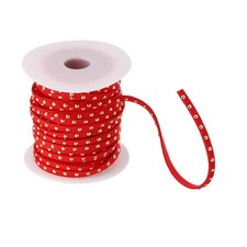 65.6ft Studded Faux Suede Cord Rope 5mm with Rivets Red Golden,1pcs