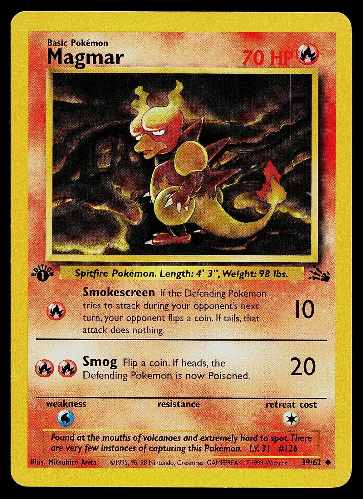 Pokemon Card - Magmar Fossil 39/62 1st Edition Uncommon