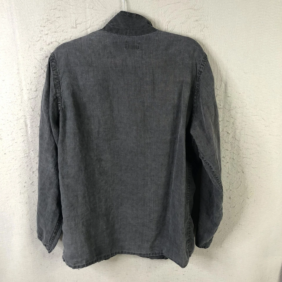 Chaqueta FLAX By Angelheart Mujer Pequeña Gris 100% Lino Volantes Lagenlook Playa Foto 2 de 4