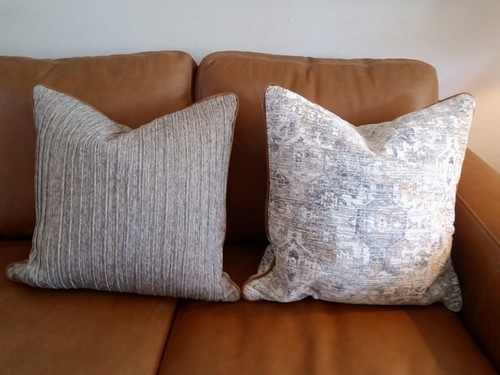 LIVING SPACES 2-PACK Downfill Dec-luxury Pillows, Genuine Leather Trim, 22 x 22 - Picture 3 of 12