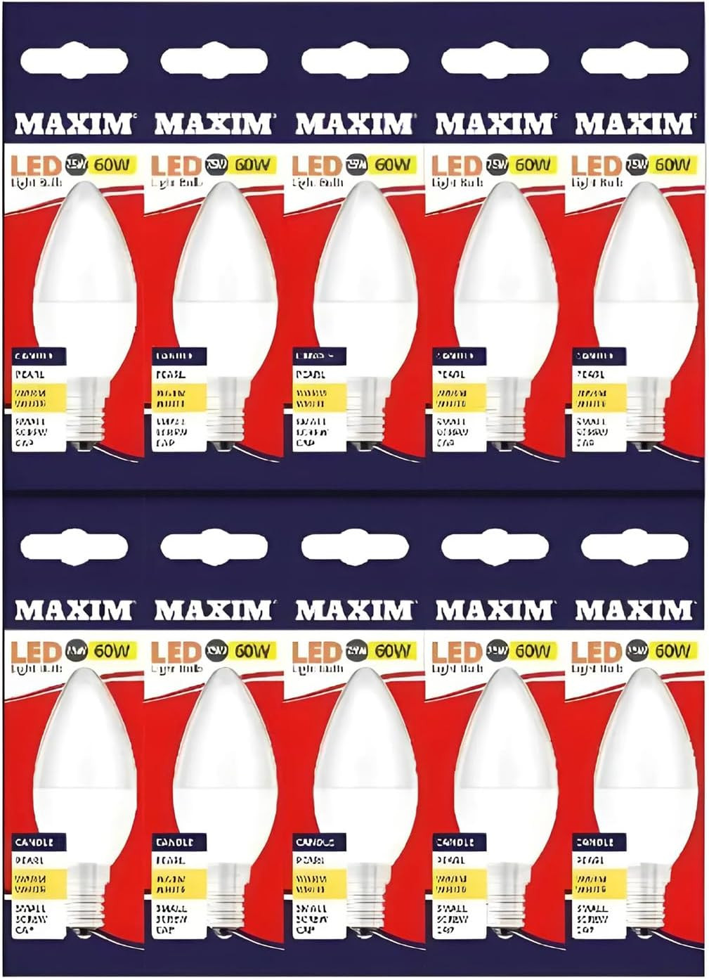 LED Candle Small Edison Screw (Warm White) - 7.5Watt (60Watt) - 806 Lumen (Pack