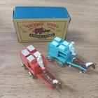 Lesney Matchbox No.7 x2  Horse-Drawn Milk Float Cart Orange & Blue. 1 box