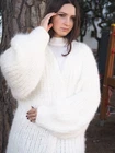 Mohair Coat White Oversize Longhair Mohair Handmade HandKnitted by LanaKnittings