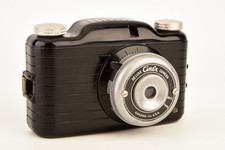 Cinex Deluxe 127 Roll Film Camera 4x4cm Exposure Black Plastic Vintage USA V29