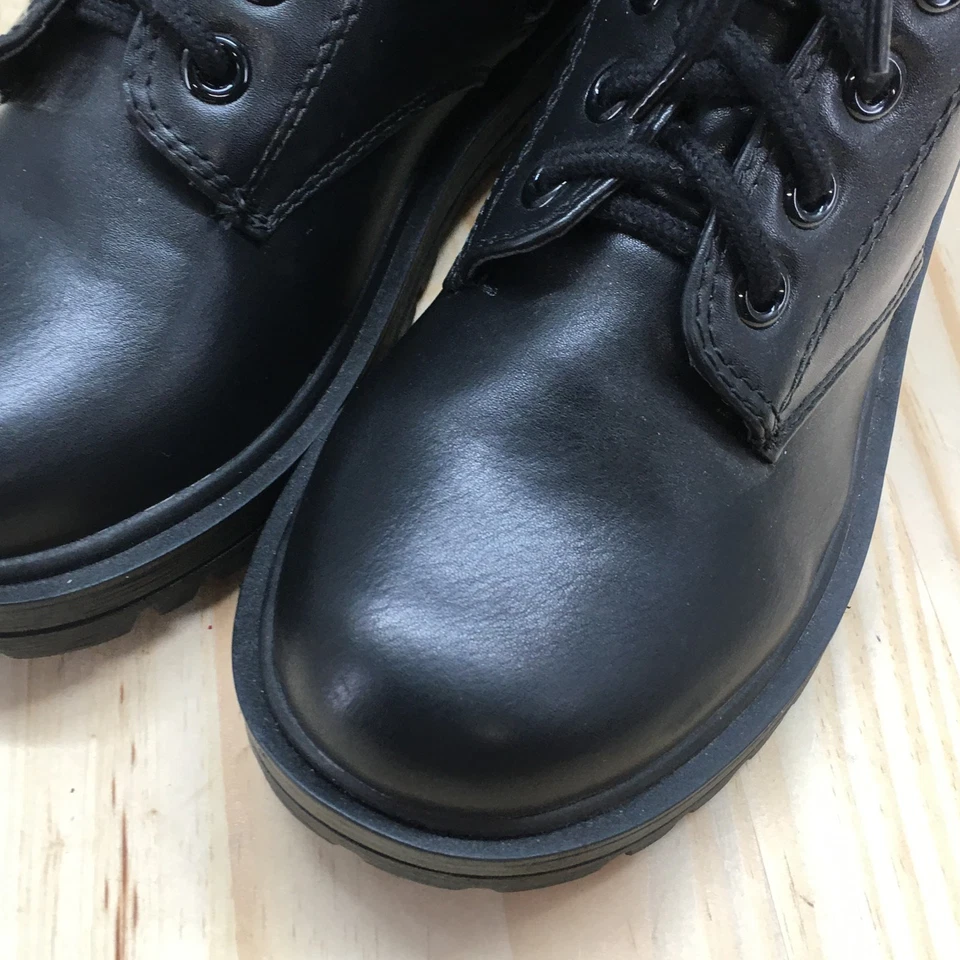 Botas de combate Soda femininas 8 preto couro sintético meia panturrilha com cadarço zíper salto NOVO - Imagem 4 de 4