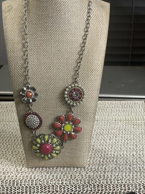 Lia Sophia ''Flower Pot'' Matte Silver Tone Necklace 16-19''