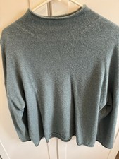 J Crew Women's Cashmere Relaxed Crewneck Pullover Sweater SZ L Heather Green