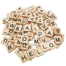 200 Pcs Wood Letter Tiles, Tiles 18x20 mm (thickness 4 mm),