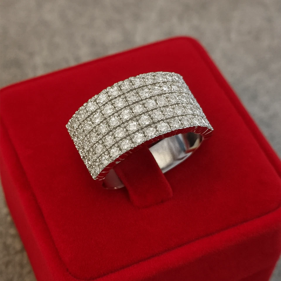 Anillo de eternidad lleno de diamantes de 2 quilates creado en laboratorio de oro blanco de 14 quilates para mujer regalo 6-10 Foto 2 de 4