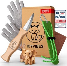 Premium Wood Carving Kit for Kids - 2026 Upgraded Gift 9 Pcs Whittling Green