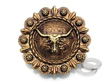 2pcs 1-1/4 Inches Coin Concho Screw Back Buffalo Gaur Rodeo Indian Cowboy Lea...