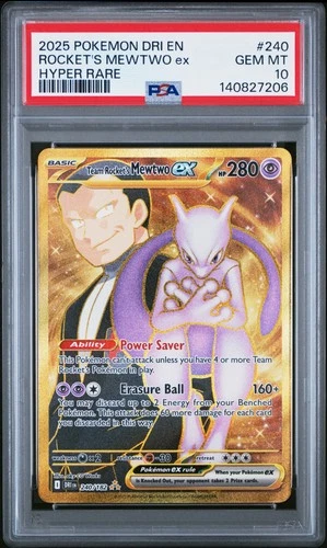 2025 POKEMON DRI EN-DESTINED RIVALS HYPER RARE TEAM ROCKET'S MEWTWO EX PSA 10