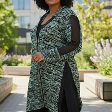 Vintage 90s Made in USA Ball of Cotton Zip up Cardigan Sweater Jacket Boucle XL