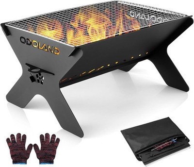 Heavy-Duty Iron Portable Grill: Charcoal & Wood Burning - Perfect for Bonfires
