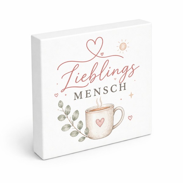 Holzbild In 15X15 Cm Lieblingsmensch - Herzmotiv Holzdeko Mit Spruch: Lieblings-image