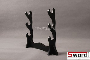 Three Tiers Density Board Black Sword Stand For Samurai Katana Dao Jian