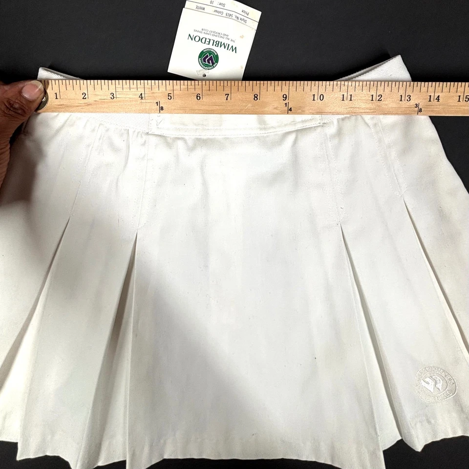 Falda Tenis Wimbledon Plisada Blanca Talla 10 Vintage Bordado Logo Pickleball Foto 4 de 4