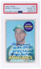 TOPPS 1969 REGGIE JACKSON #260 PSA 2.5 Autograph  10 AUTO RARE INSCRIPTION