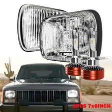 7x6 H6054 Glass Headlight Housing for H4 LED Offroad Fog/DRL - Pair