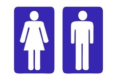 Restroom / Bathroom Men's Women's Sign Vinyl Sticker Decal 2 stickers 6"h ea.