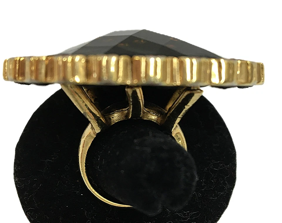 Anillo Betsy Johnson Love Me Lucite Circle Encaje Negro Talla 7 De Colección RARO Foto 4 de 4