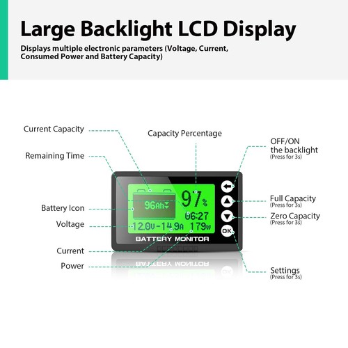 Battery Monitor High Low Voltage Programmable Alarm 500A Compatible 12V Battery - Picture 9 of 19