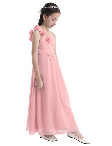 UK Girls Maxi Dress Wedding Party Bridesmaid Dress One Shoulder Formal Ball Gown - Picture 18 of 88