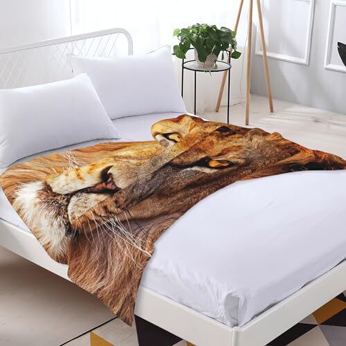 Soft Throw Blanket Flannel Fleece Blankets Warm Cozy Lightweight 60"x50" Lion - Picture 7 of 7