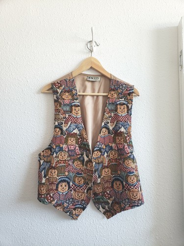 Vintage Facets By Mirrors Women Tapestry Kids Vest size L made in USA - Picture 8 of 12