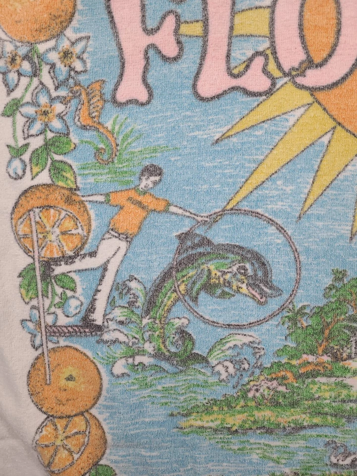 Винтажное полотенце King beach полотенце Флорида сувенир апельсины попугаи США смесь 1979 - Изображение 4 из 4