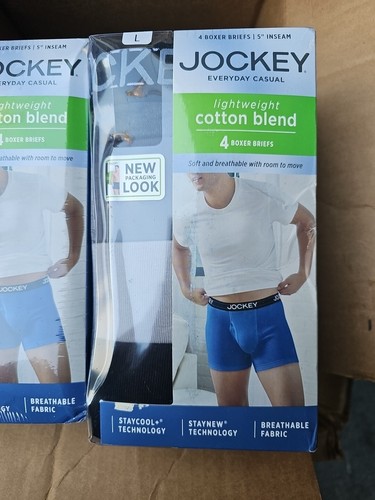 (2) Slip boxer Jockey misto cotone leggero 4 cuciture interne 5" grande 36-38 nuovo - Foto 2 di 3