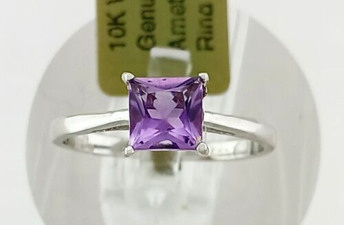 GENUINE 1.18 Cts AMETHYST RING 10k WHITE GOLD -Free Certificate Appraisal - NWT
