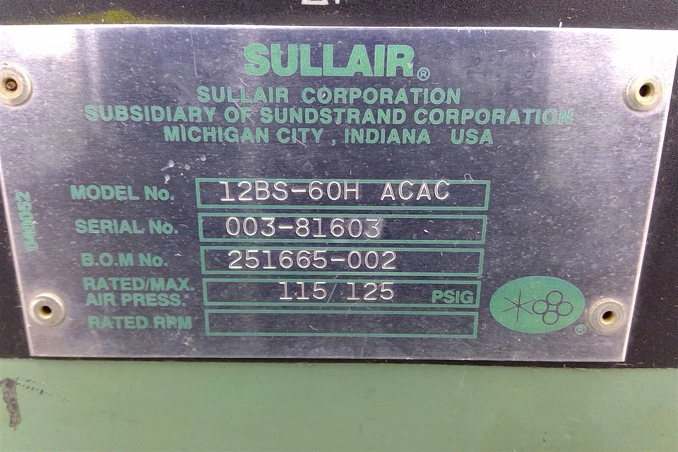Panel de control para compresor de aire Sullair 12BS-60H ACAC Foto 3 de 4